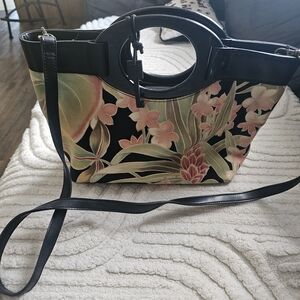 Fossil Elegant Floral Black Shoulder Bag